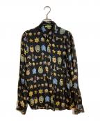 VERSACE JEANSヴェルサーチジーンズ）の古着「トータルパターンシルクシャツ」｜ブラック