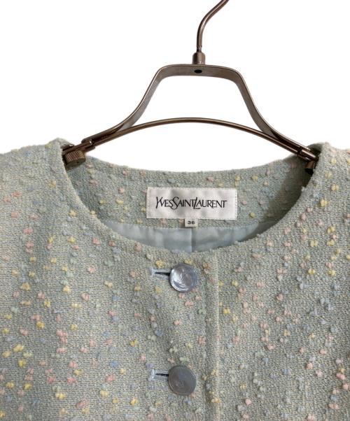 Yves Saint Laurent（イヴサンローラン）Yves Saint Laurent (イヴサンローラン) ツイードセットアップスーツ グリーン サイズ:Mの古着・服飾アイテム
