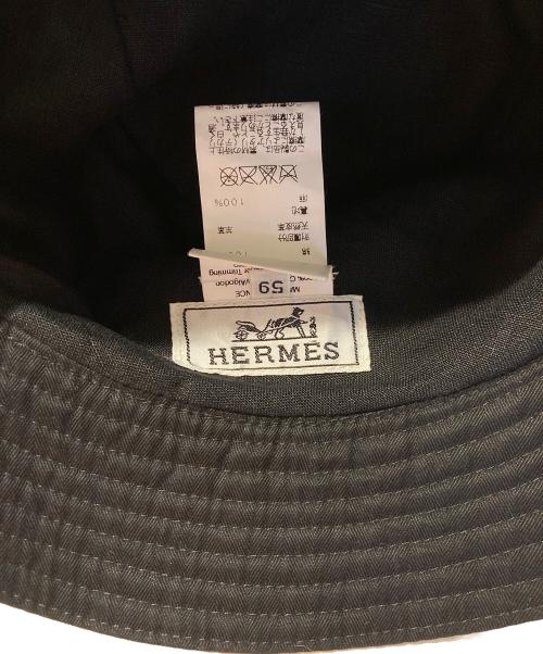 HERMES（エルメス）HERMES (エルメス) サイドジップバケットハット ブラックの古着・服飾アイテム