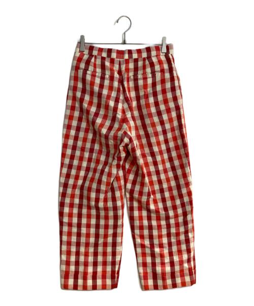 DRAWER（ドゥロワー）Drawer (ドゥロワー) コットンヘンプチェックパンツ レッド サイズ:36の古着・服飾アイテム