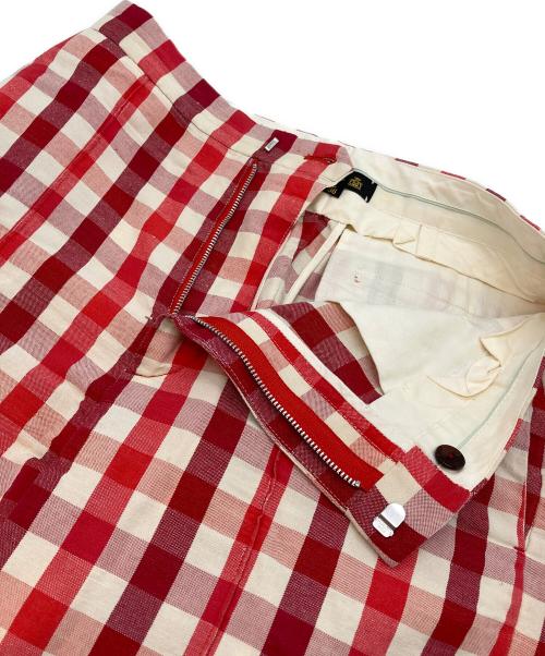 DRAWER（ドゥロワー）Drawer (ドゥロワー) コットンヘンプチェックパンツ レッド サイズ:36の古着・服飾アイテム