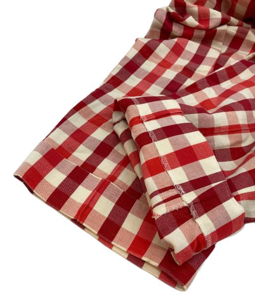 DRAWER（ドゥロワー）Drawer (ドゥロワー) コットンヘンプチェックパンツ レッド サイズ:36の古着・服飾アイテム