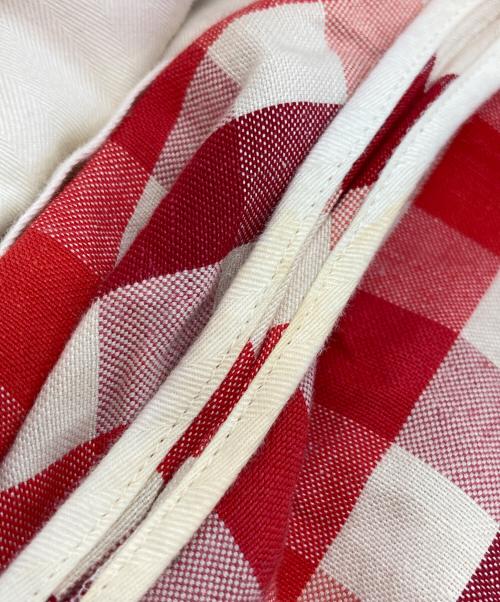 DRAWER（ドゥロワー）Drawer (ドゥロワー) コットンヘンプチェックパンツ レッド サイズ:36の古着・服飾アイテム