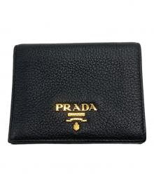 PRADA（プラダ）の古着「サフィアーノレザー2つ折り財布」｜ブラック