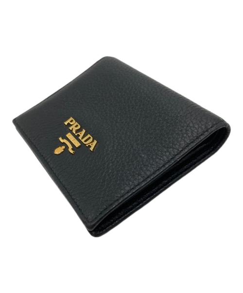 PRADA（プラダ）PRADA (プラダ) サフィアーノレザー2つ折り財布 ブラックの古着・服飾アイテム