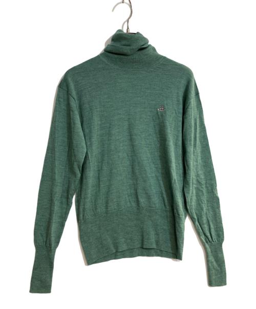 Vivienne Westwood RED LABEL（ヴィヴィアンウエストウッドレッドレーベル）Vivienne Westwood RED LABEL (ヴィヴィアンウエストウッドレッドレーベル) オーブ刺繍ロングタートルネックニット グリーン サイズ:1の古着・服飾アイテム