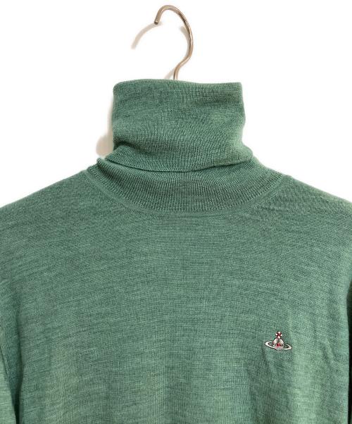 Vivienne Westwood RED LABEL（ヴィヴィアンウエストウッドレッドレーベル）Vivienne Westwood RED LABEL (ヴィヴィアンウエストウッドレッドレーベル) オーブ刺繍ロングタートルネックニット グリーン サイズ:1の古着・服飾アイテム