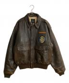 AVIREXアヴィレックス）の古着「THE STARS AND STRIPES FOREVER ローズプリントA-2フライトジャケット」｜ブラウン