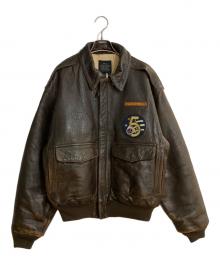 AVIREX（アヴィレックス）の古着「THE STARS AND STRIPES FOREVER ローズプリントA-2フライトジャケット」｜ブラウン