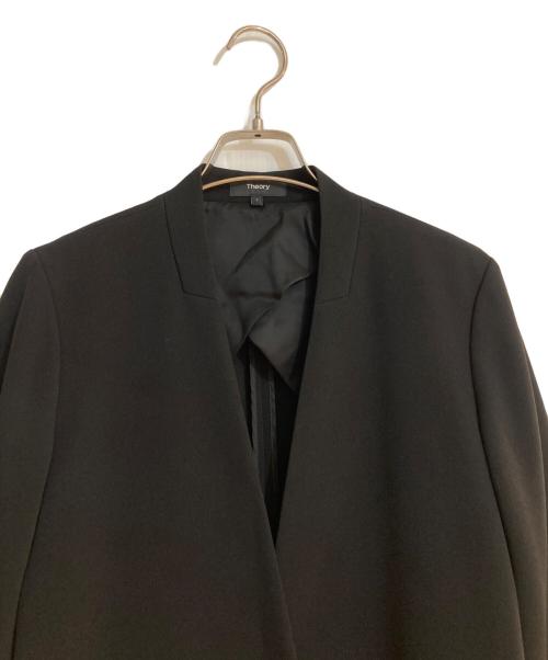 theory（セオリー）theory (セオリー) センターベントロングノーカラージャケット ブラック サイズ:2の古着・服飾アイテム