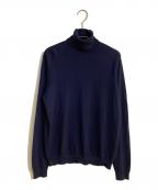 VERSACEヴェルサーチ）の古着「バックロゴデザインカシミヤタートルネックニット」｜ネイビー