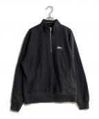 stussyステューシー）の古着「ガーメントダイハーフジップスウェット」｜ブラック