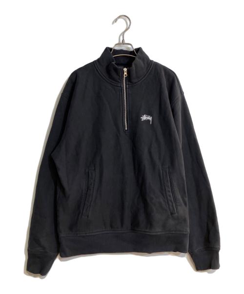 stussy（ステューシー）stussy (ステューシー) ガーメントダイハーフジップスウェット ブラック サイズ:Ｍの古着・服飾アイテム