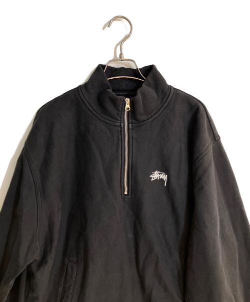 stussy（ステューシー）stussy (ステューシー) ガーメントダイハーフジップスウェット ブラック サイズ:Ｍの古着・服飾アイテム