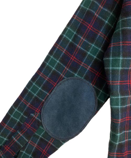 PENDLETON（ペンドルトン）PENDLETON (ペンドルトン) エルボーパッチ ウール チェックシャツ グリーン×ブルー サイズ:Mの古着・服飾アイテム