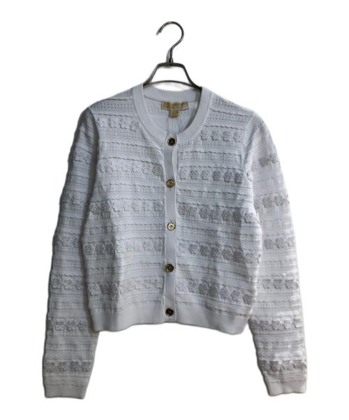 MICHAEL MICHAEL KORS（マイケル マイケルコース）MICHAEL MICHAEL KORS (マイケル マイケルコース) フローラル エンブリッシュ ストレッチニット カーディガン ホワイト サイズ:S 未使用品の古着・服飾アイテム