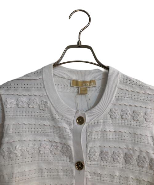 MICHAEL MICHAEL KORS（マイケル マイケルコース）MICHAEL MICHAEL KORS (マイケル マイケルコース) フローラル エンブリッシュ ストレッチニット カーディガン ホワイト サイズ:S 未使用品の古着・服飾アイテム