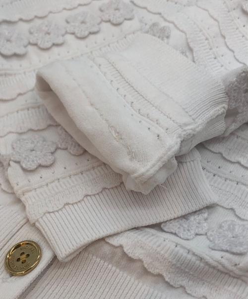 MICHAEL MICHAEL KORS（マイケル マイケルコース）MICHAEL MICHAEL KORS (マイケル マイケルコース) フローラル エンブリッシュ ストレッチニット カーディガン ホワイト サイズ:S 未使用品の古着・服飾アイテム