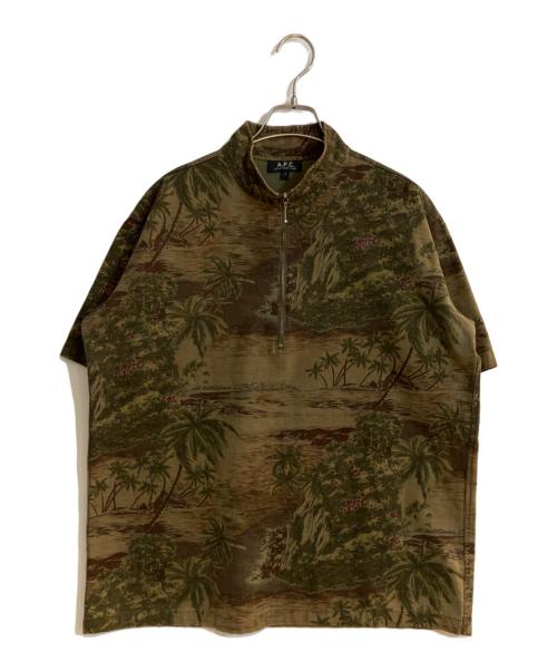 A.P.C.（アーペーセー）A.P.C. (アーペーセー) フランス製ハーフジップシャツ グリーン サイズ:2の古着・服飾アイテム