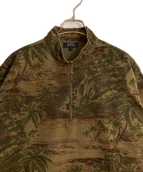 A.P.C.（アーペーセー）A.P.C. (アーペーセー) フランス製ハーフジップシャツ グリーン サイズ:2の古着・服飾アイテム