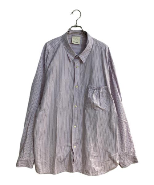 refomed（リフォメッド）refomed (リフォメッド) WRIST PATCH WIDE SHIRT STRIPE パープル サイズ:3の古着・服飾アイテム