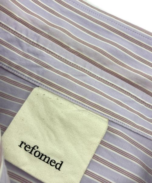 refomed（リフォメッド）refomed (リフォメッド) WRIST PATCH WIDE SHIRT STRIPE パープル サイズ:3の古着・服飾アイテム