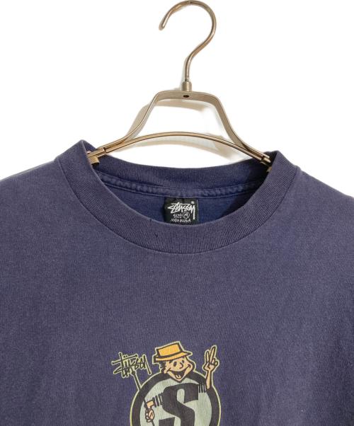 stussy（ステューシー）stussy (ステューシー) オールドプリントtシャツ ネイビー サイズ:Mの古着・服飾アイテム