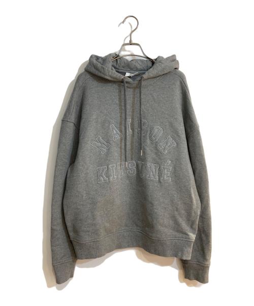 maison kitsune（メゾンキツネ）maison kitsune (メゾンキツネ) VARSITY HOODIE/バーシティフーディ グレー サイズ:Mの古着・服飾アイテム
