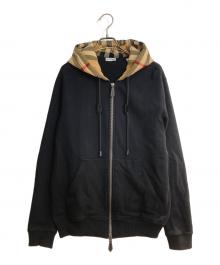 BURBERRY（バーバリー）の古着「ノヴァチェックフードジップパーカー」｜ブラック