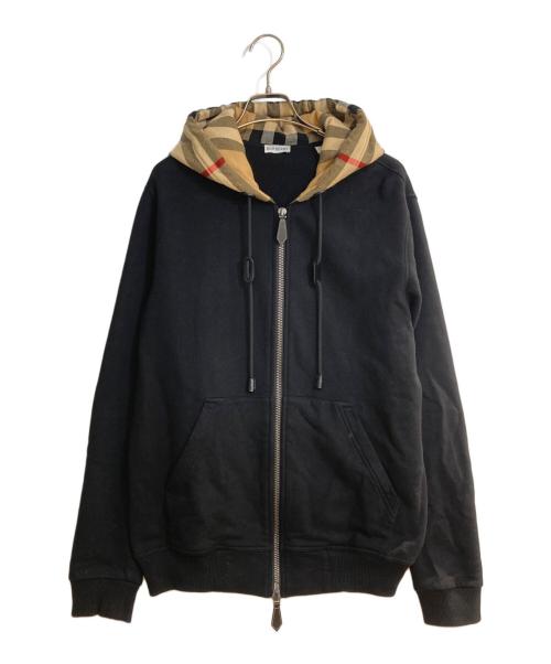 BURBERRY（バーバリー）BURBERRY (バーバリー) ノヴァチェックフードジップパーカー ブラック サイズ:Sの古着・服飾アイテム