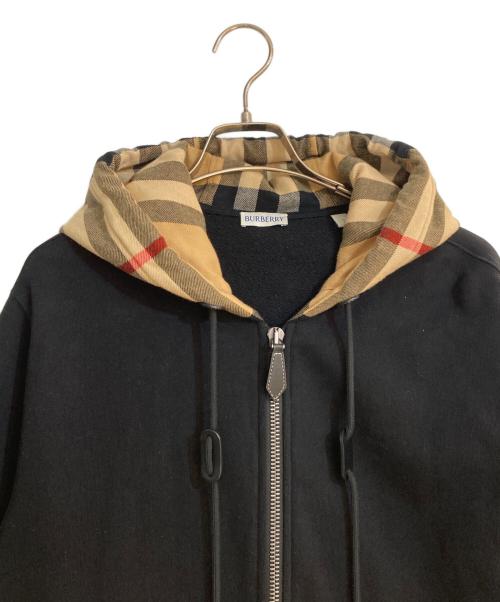 BURBERRY（バーバリー）BURBERRY (バーバリー) ノヴァチェックフードジップパーカー ブラック サイズ:Sの古着・服飾アイテム
