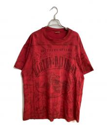 HARLEY-DAVIDSON（ハーレーダビッドソン）の古着「anvilボディオールオーバープリントTシャツ」｜レッド