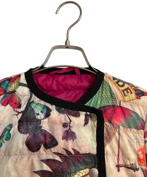 ETRO（エトロ）ETRO (エトロ) トロピカル柄7分袖ノーカラーダウンジャケット ピンク サイズ:38の古着・服飾アイテム