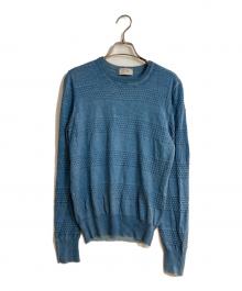 GRAN SASSO（グランサッソ）の古着「ムラ染加工クルーネックニット」｜ブルー