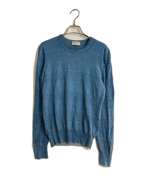 GRAN SASSO（グランサッソ）GRAN SASSO (グランサッソ) ムラ染加工クルーネックニット ブルー サイズ:44の古着・服飾アイテム