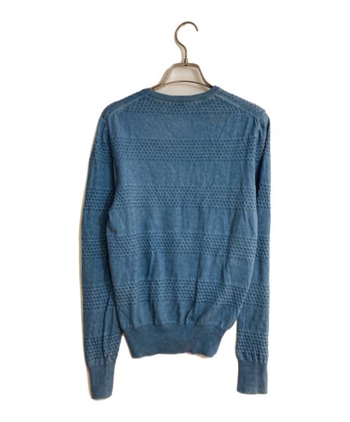 GRAN SASSO（グランサッソ）GRAN SASSO (グランサッソ) ムラ染加工クルーネックニット ブルー サイズ:44の古着・服飾アイテム