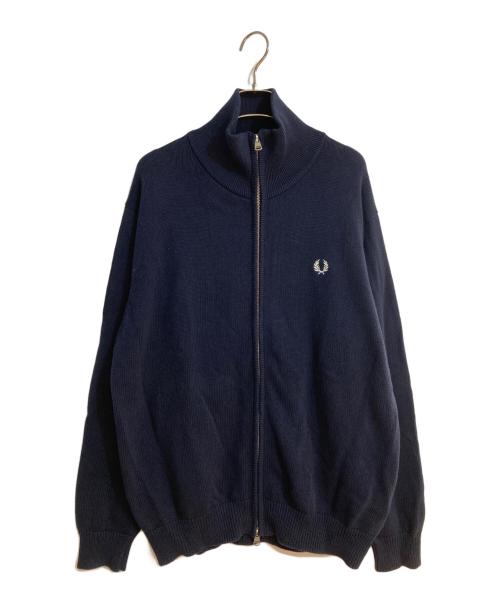FRED PERRY（フレッドペリー）FRED PERRY (フレッドペリー) ロゴ刺繍ドライバーズニット ネイビー サイズ:Lの古着・服飾アイテム