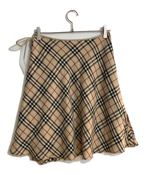 BURBERRY BLUE LABEL（バーバリー ブルー レーベル）BURBERRY BLUE LABEL (バーバリー ブルー レーベル) ノヴァチェックラップスカート ベージュ サイズ:38の古着・服飾アイテム