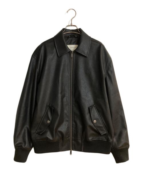 Calvin Klein Jeans（カルバンクラインジーンズ）Calvin Klein Jeans (カルバンクラインジーンズ) フェイクレザーボンバージャケット ブラック サイズ:Sの古着・服飾アイテム