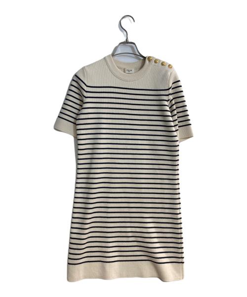 CELINE（セリーヌ）CELINE (セリーヌ) エディ期 コットン×ナイロン ニットワンピース ホワイト サイズ:Sの古着・服飾アイテム