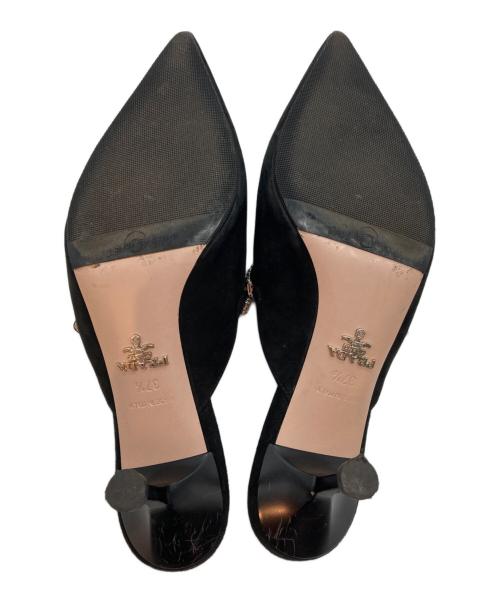 PRADA（プラダ）PRADA (プラダ) クリスタル付きヒールスエードミュール ブラック サイズ:37.5の古着・服飾アイテム