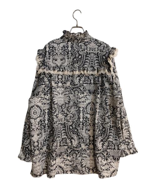 &ellecy（アンドエルシー）&ellecy (アンドエルシー) 総柄ブラウス ブラック サイズ:Mの古着・服飾アイテム