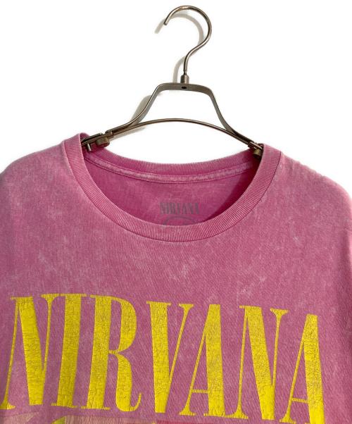 NIRVANA（ニルヴァーナ）NIRVANA (ニルヴァーナ) プリントTシャツ ピンク サイズ:XLの古着・服飾アイテム