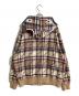 A BATHING APE (アベイシングエイプ) LOGO CHECK PATTERN SHARK FULL ZIP HOODIE ベージュ サイズ:M：25000円