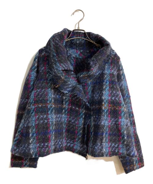 me ISSEY MIYAKE（ミーイッセイ ミヤケ）me ISSEY MIYAKE (ミーイッセイ ミヤケ) ウール混ツイードジャケット ブルー サイズ:FREEの古着・服飾アイテム