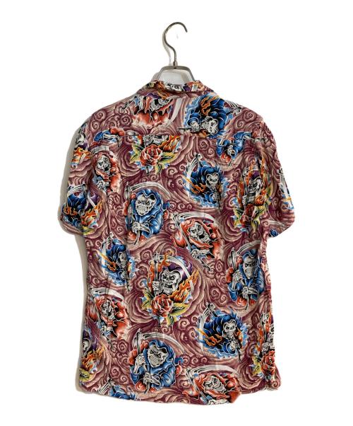 Hysteric Glamour（ヒステリックグラマー）Hysteric Glamour (ヒステリックグラマー) スカルプリントレーヨンアロハシャツ ピンク サイズ:FREEの古着・服飾アイテム