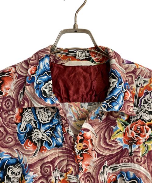 Hysteric Glamour（ヒステリックグラマー）Hysteric Glamour (ヒステリックグラマー) スカルプリントレーヨンアロハシャツ ピンク サイズ:FREEの古着・服飾アイテム