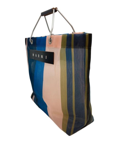 MARNI（マルニ）MARNI (マルニ) MARNI MARKET STRIPE BAG ピンク×ブルーの古着・服飾アイテム