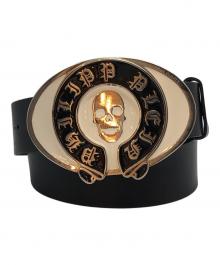 philipp plein（フィリッププレイン）の古着「スカルレザーベルト」｜ブラック