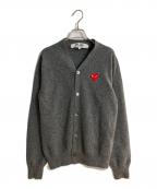 PLAY COMME des GARCONSプレイコムデギャルソン）の古着「ハートワッペンウールカーディガン」｜グレー